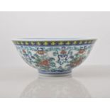 Chinese Doucai bowl, stylised floral decoration,