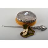 A Karoo silver mounted pipe with amber mouth piece in a fitted case, hallmarked Birmingham 1911,