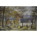 James Kibart, Autumn in Gloucester, oil on canvas board, signed, labelled verso, 46 x 56cms.