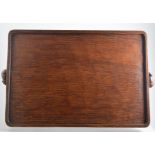 Robert 'Mouseman' Thompson of Kilburn, an Arts & Crafts dark oak tea tray, rectangular form,