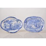 Staffordshire transferware soup plate, ornate pagodas,