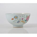 Chinese bowl, famille rose decoration of flowers and foliage, diameter 11cms.