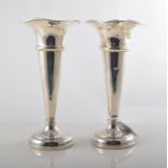 Pair of silver specimen vases, Birmingham 1961, weighted, 20cms high.