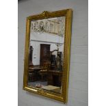 Modern gilt framed rectangular wall mirror, scrolled frame, bevelled plate, 98 x 69cms.