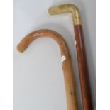 Walking stick, with a novelty vintage golf club handle, length 90cms and others, (7).