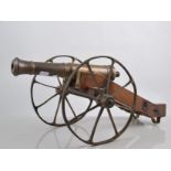 WWI scale model of a gun carriage, refurbished, length 44cms.