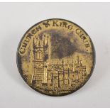 Manchester Church & King Club: A gilt metal uniform button depicting the Old Church, Manchester.