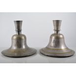 Pair of Bidri white metal huqqa bottles, probably 19th Century,