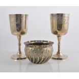 Silver plated campana shaped wine cooler, height 25cms,