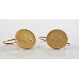Pair of USA gold dollar ear-rings.