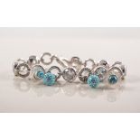 Ti Sento silver bracelet set with eight brilliant cut crystals spaced by crystal set circular links,