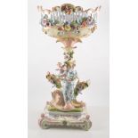 Continental centre piece with maiden and putti to centre support, and detachable basket to top,