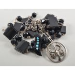 Silver linked bracelet, Scorpio zodiac pendant on chain, costume jewellery,