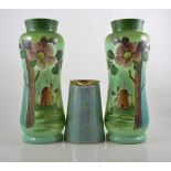 Graduated set of three Losol ware vases, "Ripon" design 19cm to 15cm,