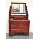 Victorian walnut dressing table, rectangular adjustable mirror above trinket drawers,