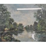 Albert Ernest Bottomley, landscape with Lake and Woodland, oil on board, signed, 33cm x 40cm.