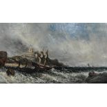 William McAlpine, Off the Coast, Squally Sea, Oil on canvas, signed, 25cm x 42cm.