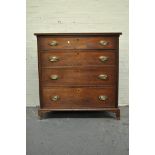 Victorian mahogany chest of drawers rectangular top with a reeded edge fitted with four long