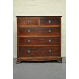 Edwardian mahogany chest of drawers, rectangular top with two short and three long drawers,