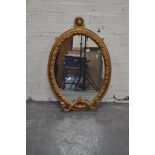 Victorian gold painted gesso girandole, beaded and carved frame with two scrolled candle branches,