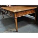 Yew Wood coffee table, rectangular top with boxwood stringing, frieze drawers, square tapering legs,