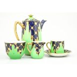 Regal ware Art Deco style coffee set, Arras pattern, comprising a coffee pot, milk jug, sugar bowl,