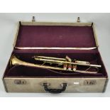 Vintage Embassy trumpet, cased, the case 53cm.
