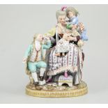 Meissen porcelain group, Mother and Children, underglazed blue cross swords mark, incised E69,