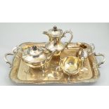 Four piece silver plated tea set,