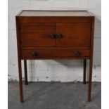 Victorian mahogany night cupboard, rectangular tray top, cupboard above, moulded legs, width 66cm,