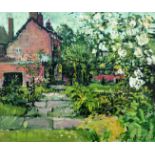 Robert King The Garden at Anstey signed and dated 1973 oil on canvas 51cm x 61cm Provenance: