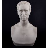 A Victorian Parian ware bust, Duke of Wellington after Comte D'Orsay for Copeland, circular socle,