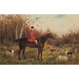 Henry Frederick Lucas Lucas Huntsman with Hounds in an Autumn landscape signed,