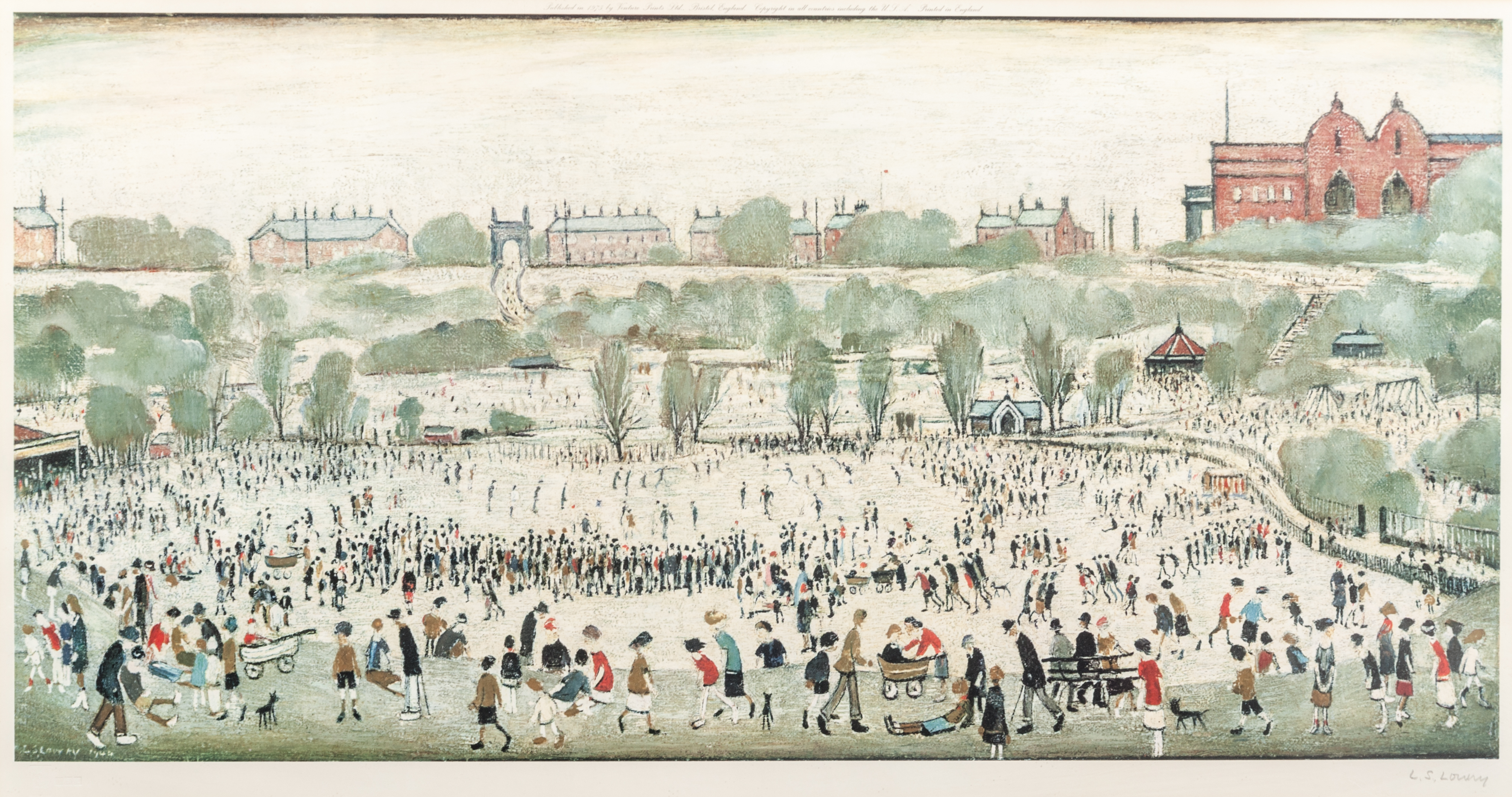 Laurence Stephen Lowry Peel Park signed in pencil colour print published by Venture Prints Limited