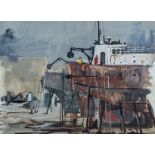 Arthur Scaife Ship Building (1990) mixed media 30cm x 38cm Provenance: Acquired Leicester Sketch