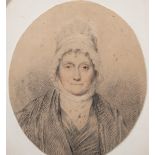 Attributed to Samuel Lane of Ipswich Portrait of a lady head and shoulders length pencil with