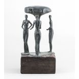 Ken Ford Three Graces bronze and wood figural sculpture dated 1966 height 47.