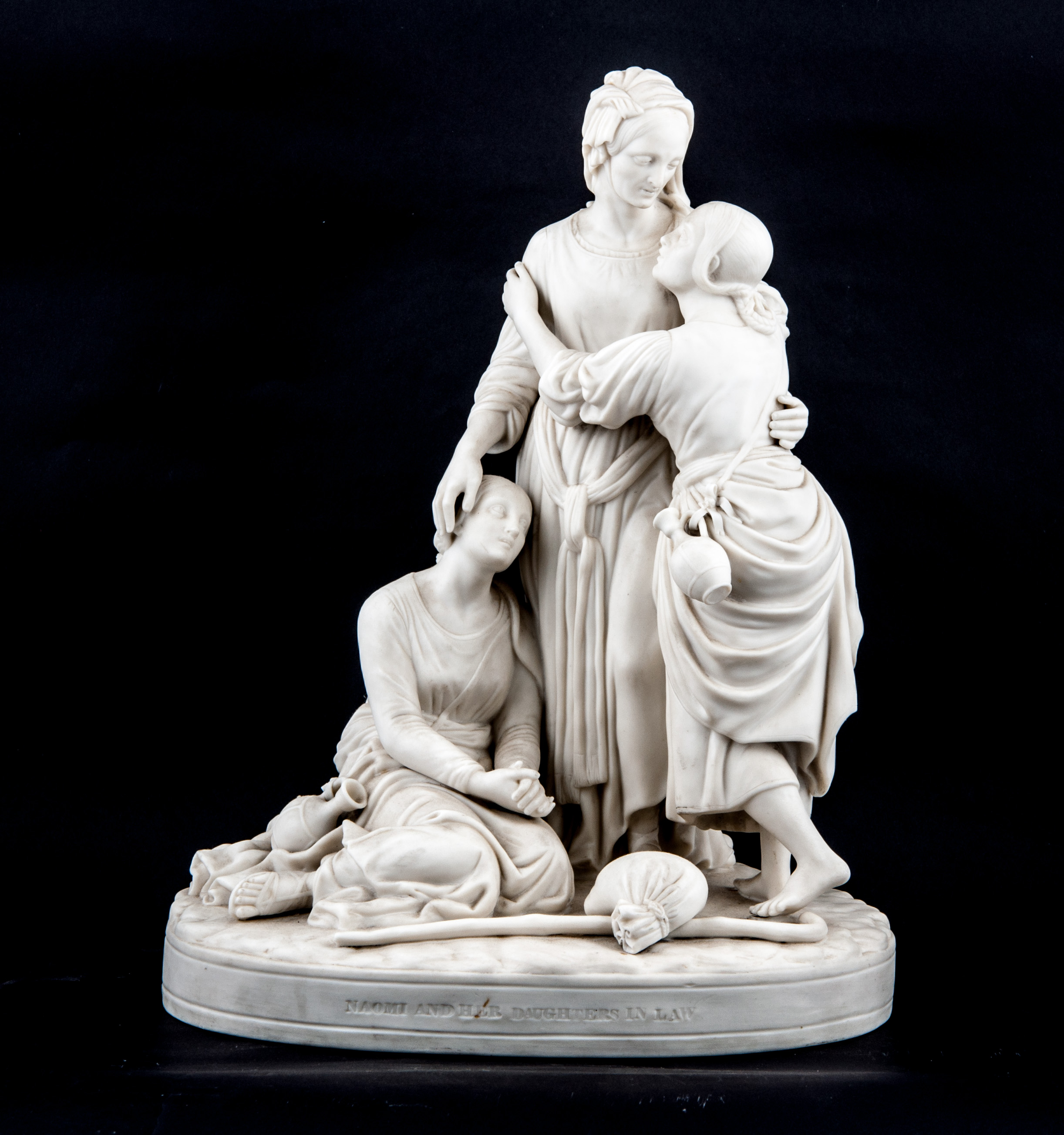 A Victorian Parian ware group, Naomi and her Daughters-in-Law, probably Minton, - Image 3 of 3