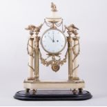 A Louis XVI style gilt metal and alabaster mantel clock, mid 19th Century,