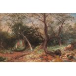 Lester Sutcliffe Woodland scene with Deer in a Clearing signed Sutcliffe,