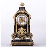 A French Boulle work and ebonised mantel clock, probably late 19th Century,