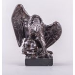Bohuslav Schnirch, Eagle and Skull, bronze model on a Belge Noir plinth, plinth damaged, 19cm.