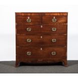 A George IV mahogany chest of drawers, fitted with two short and three long drawers,