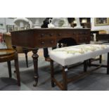 Victorian mahogany Partner's desk, rectangular top with rounded corners and moulded edge,