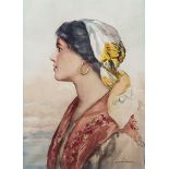 Giovanni Barbaro Neapolitan Beauty signed watercolour 62cm x 46cm,