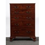 A George III mahogany chest of drawers, with narrow proportions,