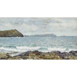 Thomas Cooper Gotch Coastal scene signed watercolour 10cm x 18cm