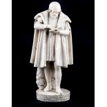 Florentine School, 19th Century marble figure of a gentleman in 16th costume old repairs,