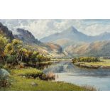 Warren Williams The River Glaslyn oil on canvas, signed Warren Williams ARCA, undated 49cm x 74cm.