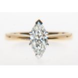 A marquise diamond solitaire ring,